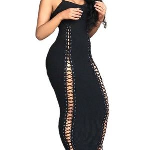 Fashion Nova Sexy Lace Up Knit Dress